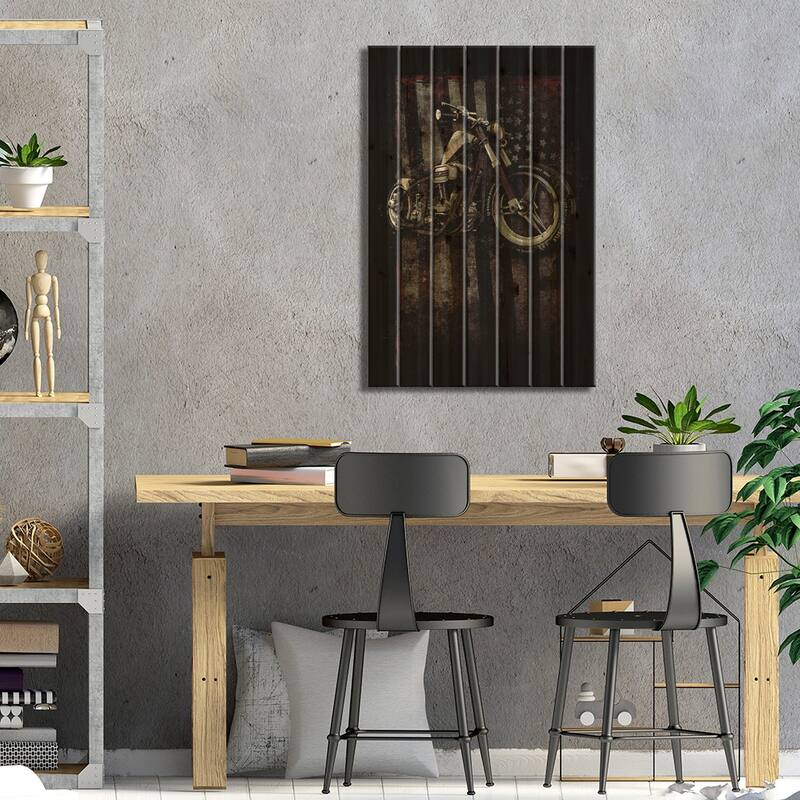 American Muscle: Motorcycle I Print On Wood by 33 Broken Bones - Multi-Color