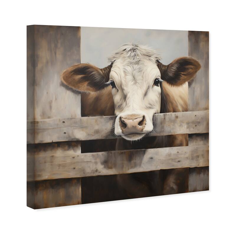 Wynwood Studio Canvas Animals Little Calf Brown and Rustic Wall Art Canvas Print
