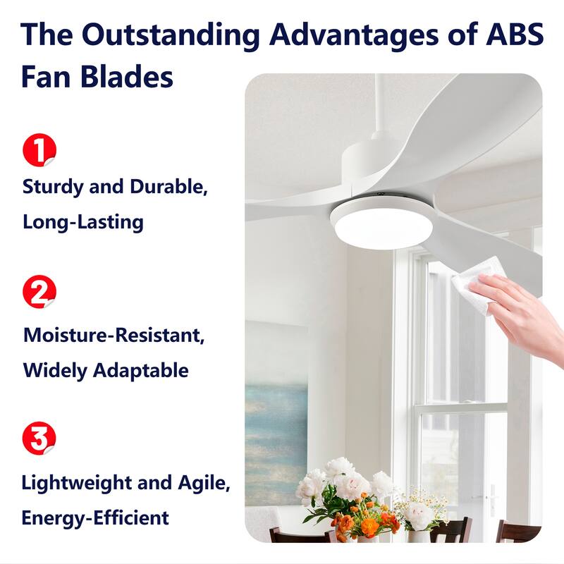 Sofucor 42/52 Inch Ceiling Fan With Light,3 ABS Blades Remote Control,Reversible DC Motor With Dimmable LED