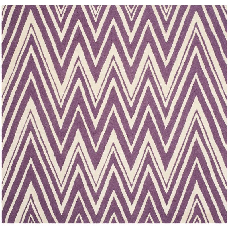 SAFAVIEH Handmade Cambridge Fumiko Modern Moroccan Wool Rug - 6' Square - Purple/Ivory