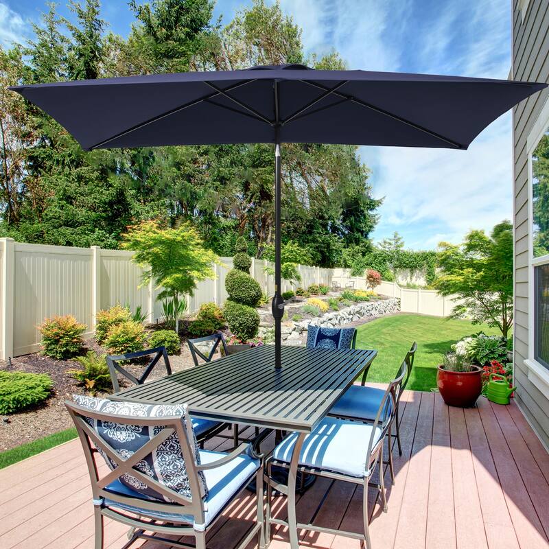 Bonosuki 10x6.5ft Rectangular Aluminum Patio Market Umbrella