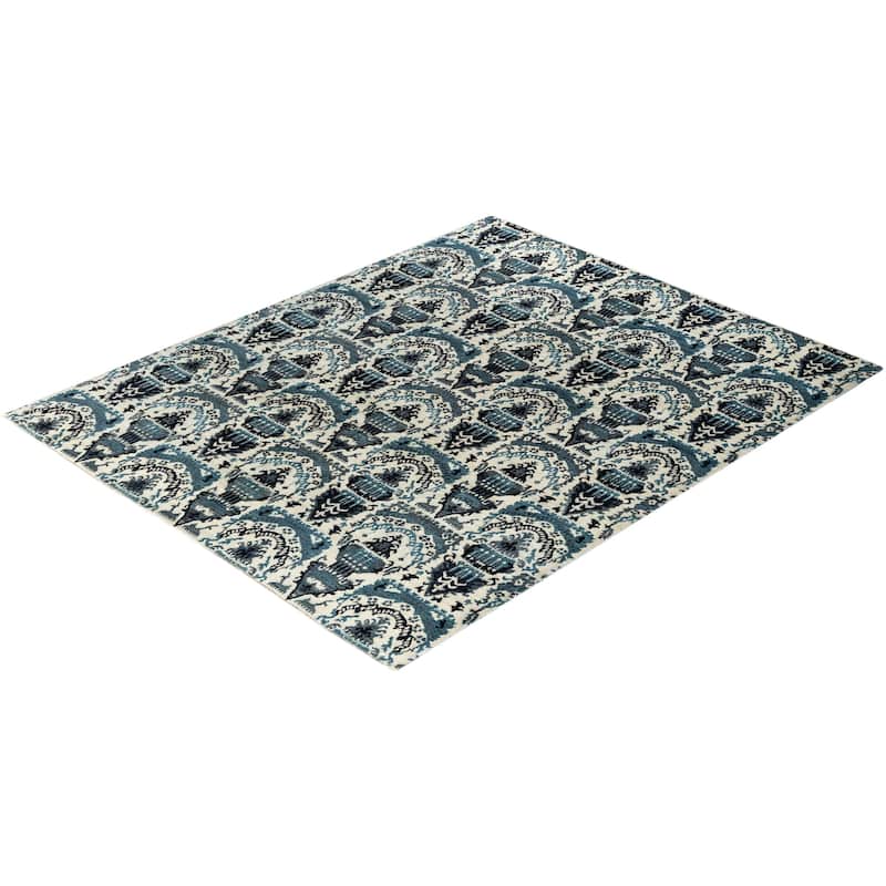 Ikat One-of-a-Kind Hand-Knotted Area Rug - Beige, 8' 1" x 10' 1" - 8' 1" x 10' 1"