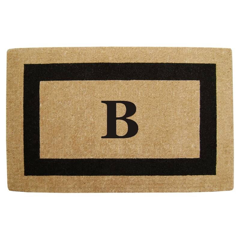 Heavy-duty Coir Fiber Single Black Framed Letter Monogrammed Doormat - 30 inches x 48 inches - B