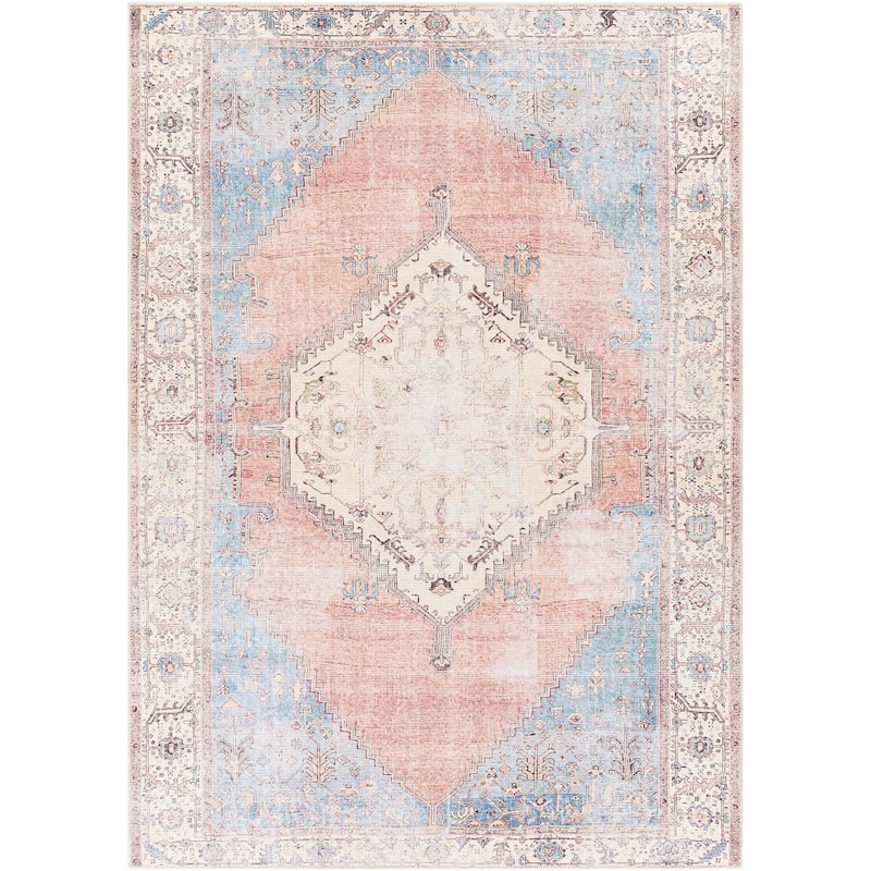 Livabliss Alger Persian Medallion Printed Machine Washable Area Rug