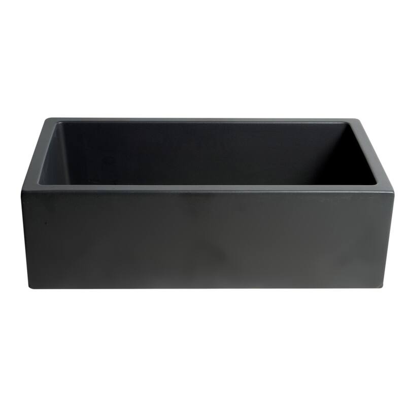 33" Black Matte Reversible Smooth / Fluted Single Bowl Fireclay Farm Sink