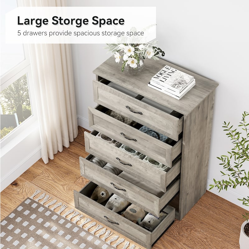 Elam Grey Dresser Closet Storage Tower Organizer for Bedroom