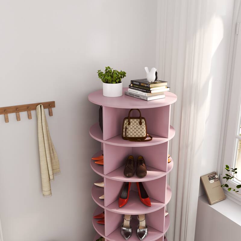 360°Rotating Shoe Cabinet 6 layers Holds Up to 24 Paris of Shoes