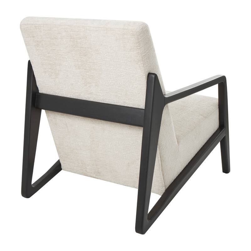 Cream Polyester Mid Century Modern Boucle Living Room Accent Chair with Black Wood Frame