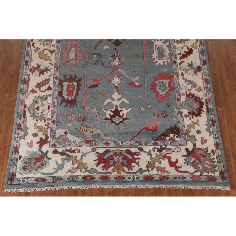 Blue Oushak Indian Area Rug Handmade Living Room Wool Carpet - 7'11"x 10'1"