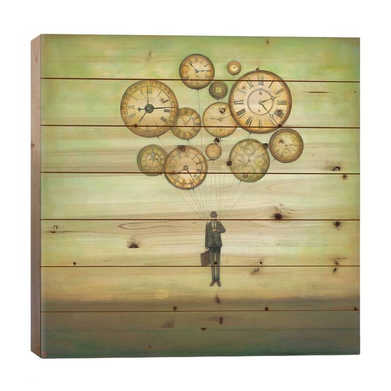 Waiting for Time to Fly Print On Wood by Duy Huynh - Multi-Color - 26x26x1.5