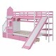 preview thumbnail 43 of 50, Twin-Over-Twin Castle Style Bunk Bed with 2 Drawers 3 Shelves and Slide