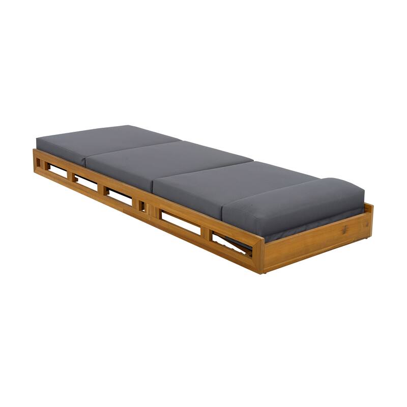 Christopher Knight Home- Theodoric Patio Acacia Wood Chaise Lounge Set
