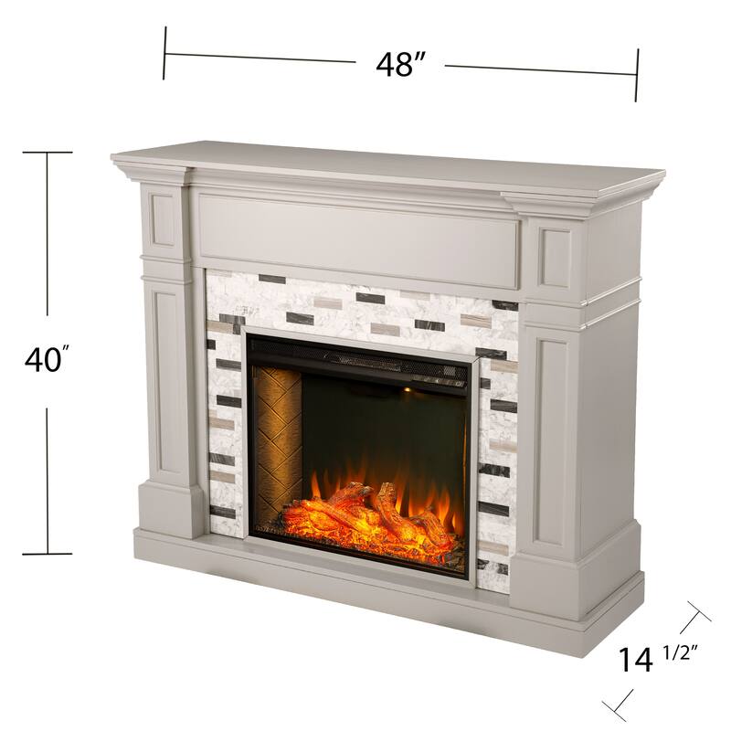 SEI Furniture Birkover Marble Fireplace - 48"W x 15"D x 40"H