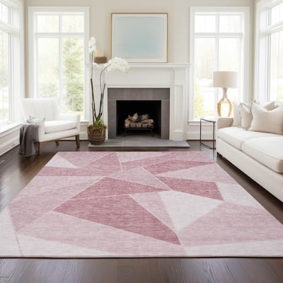 Machine Washable Indoor/ Outdoor Chantille Contemporary Mosaic Rug