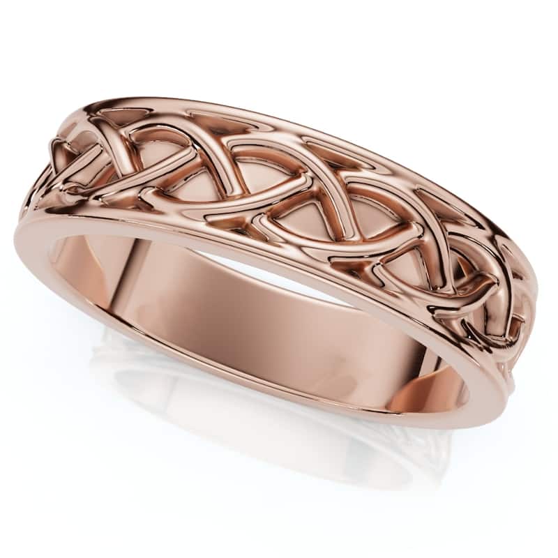 Bliss Diamond Men's 6mm Solid Gold Wedding Band Braided Anniversary Ring - 9 - Rose