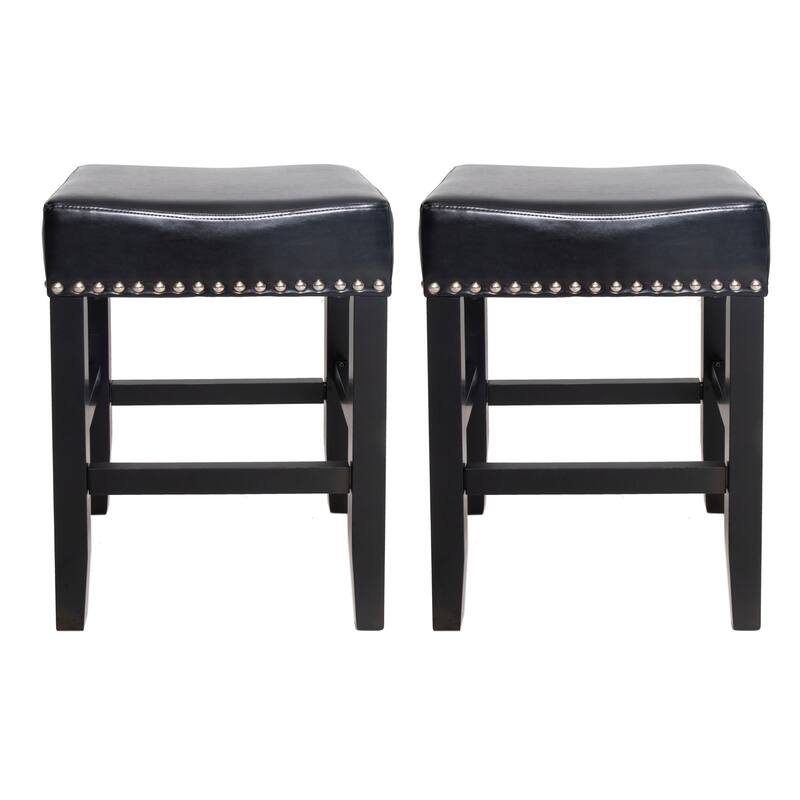 Laramie 26-inch Bonded Leather Backless Counter Stool (Set of 2) by Christopher Knight Home