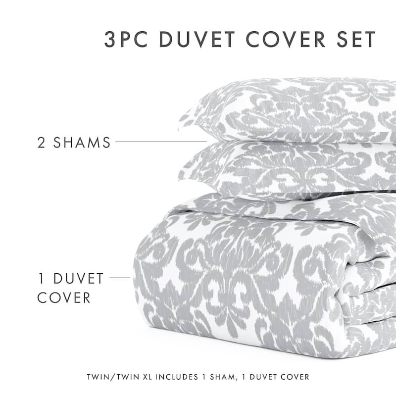 Becky Cameron Oversized Soft Damask 3 Piece Duvet Cover Set