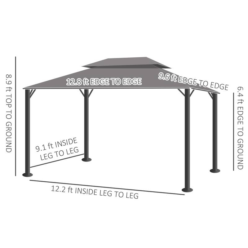 Outsunny 9.5' x 13 Patio Gazebo, Aluminum Frame for Outdoor, Gray