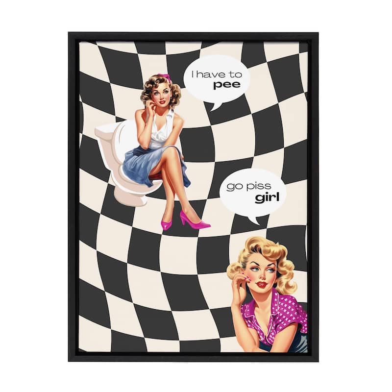 Kate and Laurel Sylvie Go Girl Black Framed Canvas by Honey Island