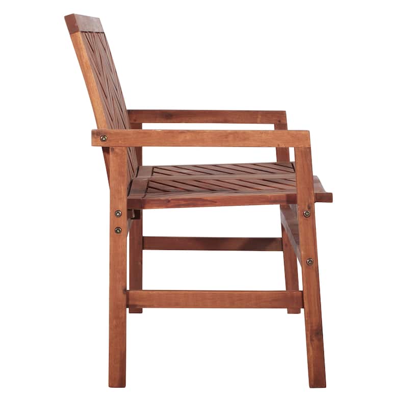 Walker Edison Acacia Wood Outdoor Chevron Love Seat