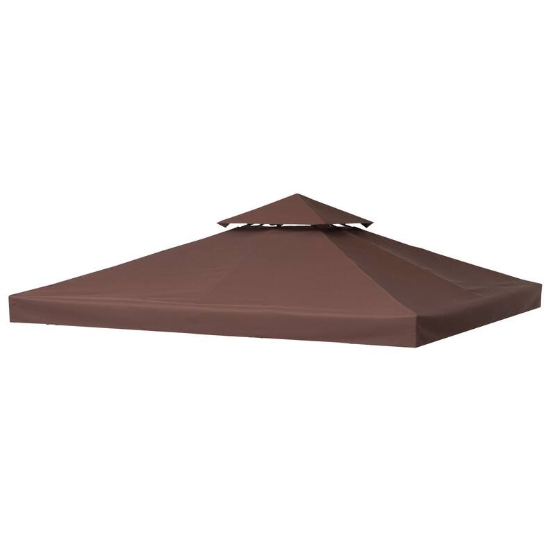Outsunny Gazebo Replacement Canopy for Model 01 -0153, 2-Tier Top Cover for 9.84' x 9.84' Outdoor Gazebo, Brown (TOP ONLY)