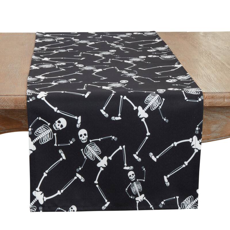 Spooky Skeletons Table Runner - 16"x72" - Black - 16"x72"