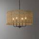 4-Light Bohemian Hand Woven Drum Chandelier - W20" x H75.6" - Black/Lime - 20 in. W - 20 in. W