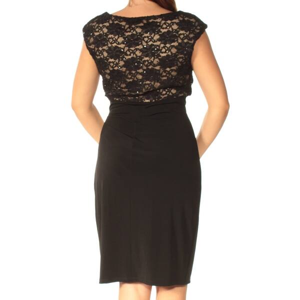 Shop Womens Black Cap Sleeve Knee Length Empire Waist Dress Size