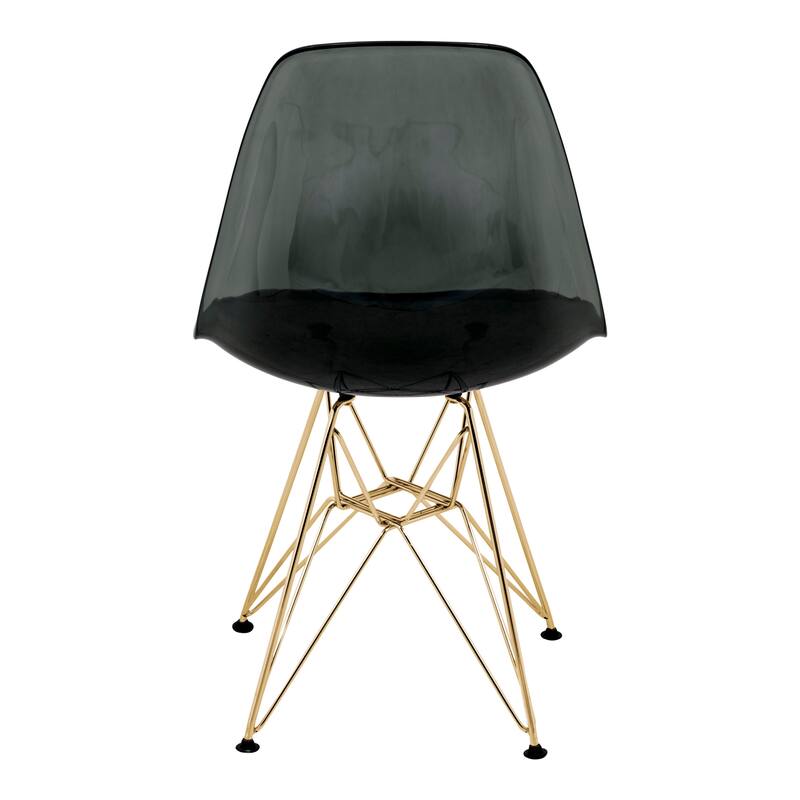 Cresco Plastic Dining Side Chair with Eiffel Base in Gold Set of 2 by LeisureMod