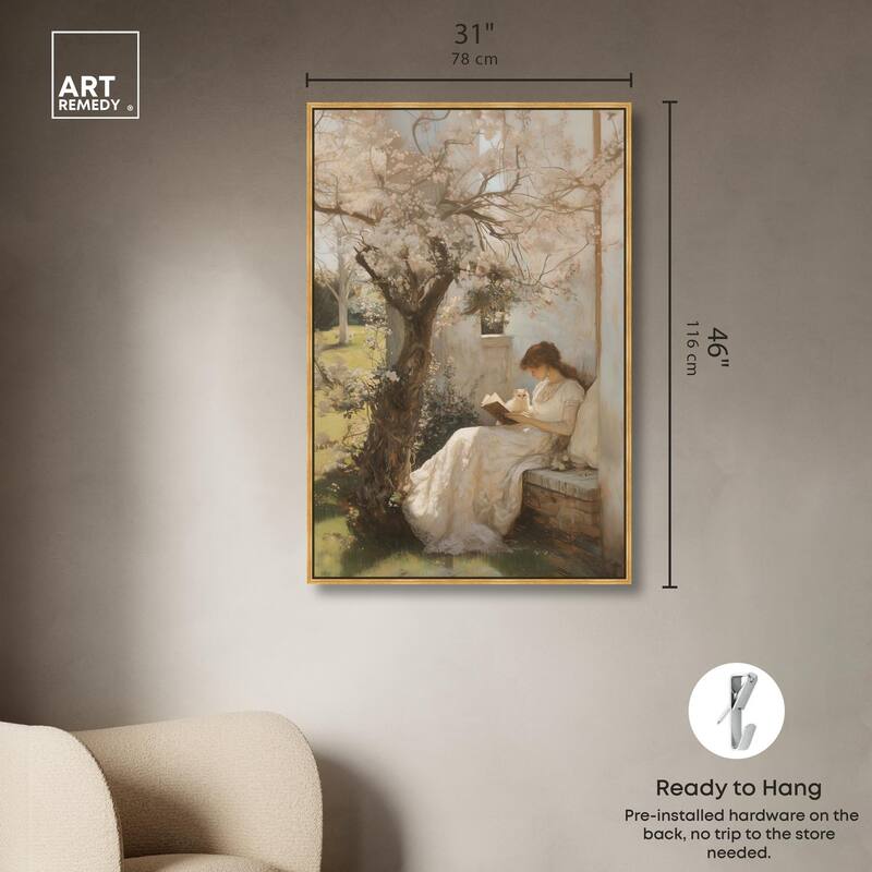 Reading With Her Cat Canvas by Art Remedy