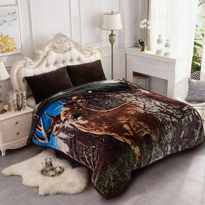 Raschel A&B Printed 2-ply Reversible Korean-style Plush Fleece Blanket