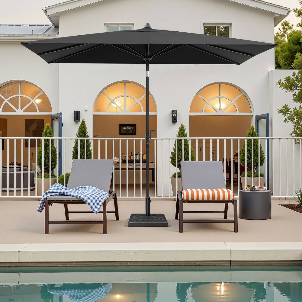 Crestlive Products 9 x 5 FT Patio Outdoor Rectangular Market Umbrella with Base