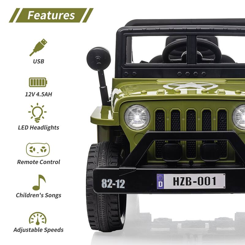 12V Kids Ride On Truck Car, LED Lights, Music, Remote Control Electric ...