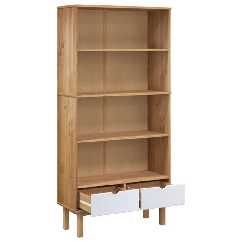 vidaXL Bookshelf Storage Cabinet Shelf for Home Office OTTA Solid Wood Pine - 34.6" x 13.8" x 70.9"