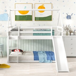 Twin Size Bunk House Bed with Convertible Slide and Ladder - Bed Bath ...