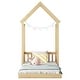 preview thumbnail 7 of 9, Natural Twin Size Pine Wood Roof-framed Headboard Floor Bed with Headboard Guardrails, without Slats