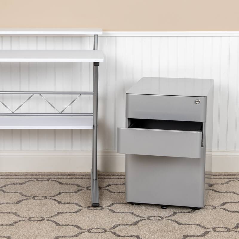 Modern 3-Drawer Mobile Locking Filing Cabinet Storage Organizer - Gray