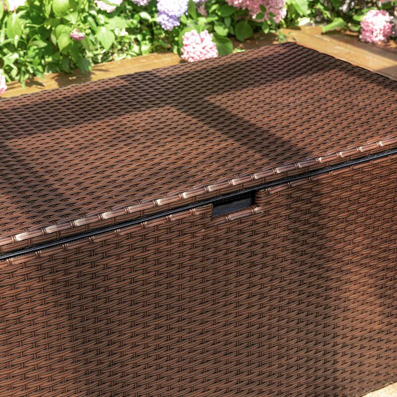 Outdoor 52.75"W 140 Gallon Patio Oversize Wicker Storage Bench Deck Box - 52.75"W x 29"D x 26"H