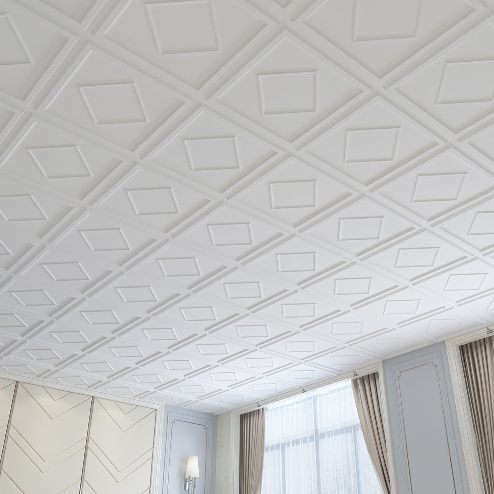 Art3d 2x2ft PVC Decorative Drop Ceiling Tiles,Glue Up Ceiling Tile ...