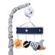 preview thumbnail 1 of 2, Lambs & Ivy Milky Way Blue/Gray Celestial Space with Rocket and Planets Musical Baby Crib Mobile