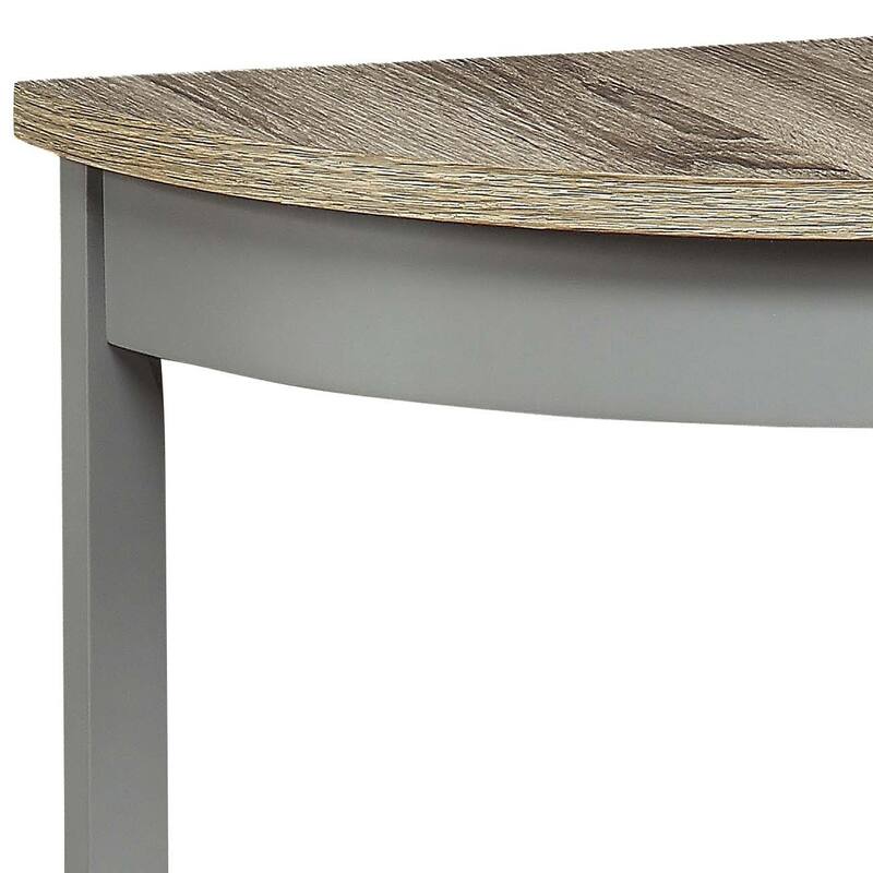 Davis Grey Oak and Grey Half Moon Console Table with Bottom Shelf