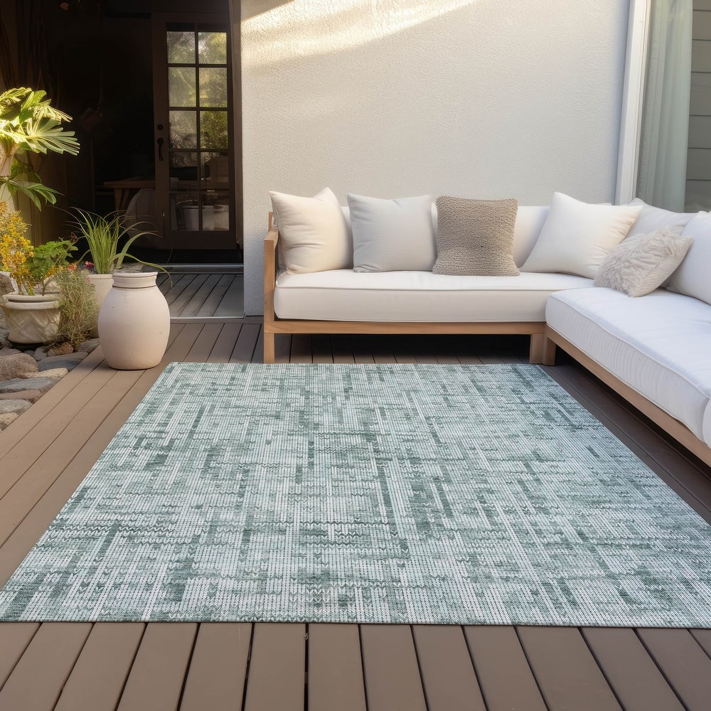 Machine Washable Indoor/Outdoor Modern Crosshatch Chantille Rug