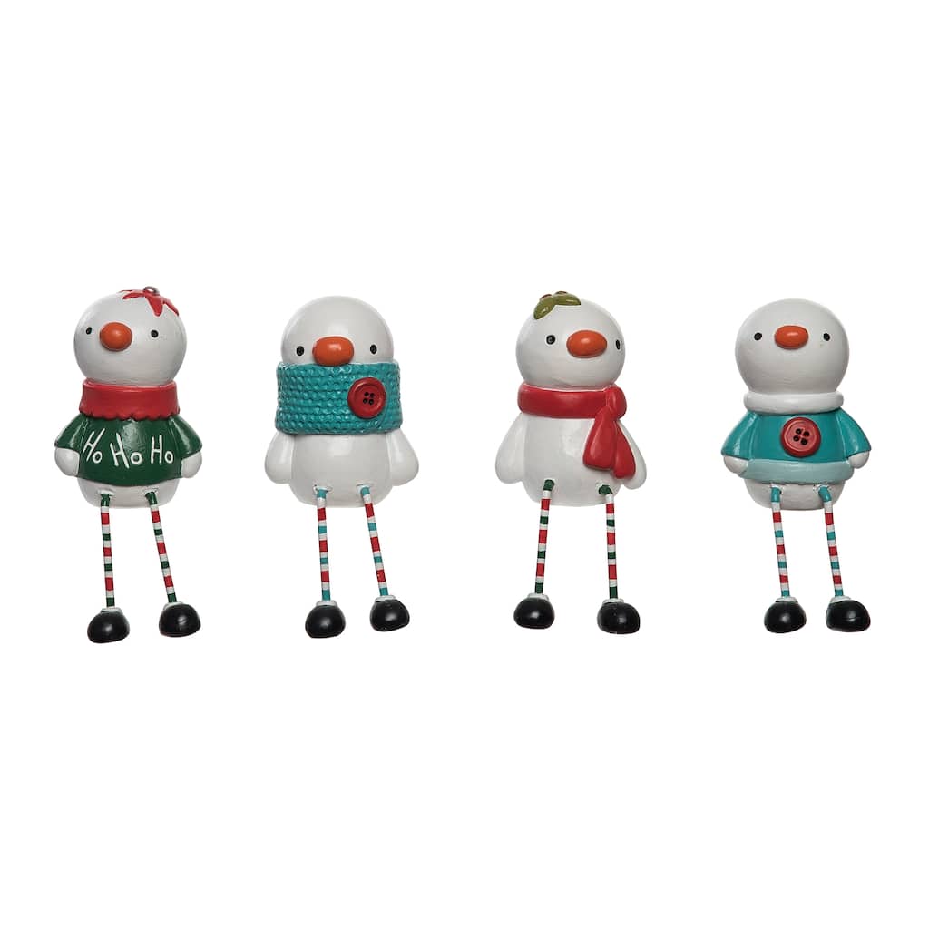 Transpac Christmas Resin Snowman Sitter Set of 4 Christmas Home Decorations