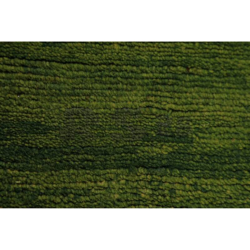 Modern Green Gabbeh Oriental Area Rug Handmade Wool Carpet - 5'4" x 7'9"