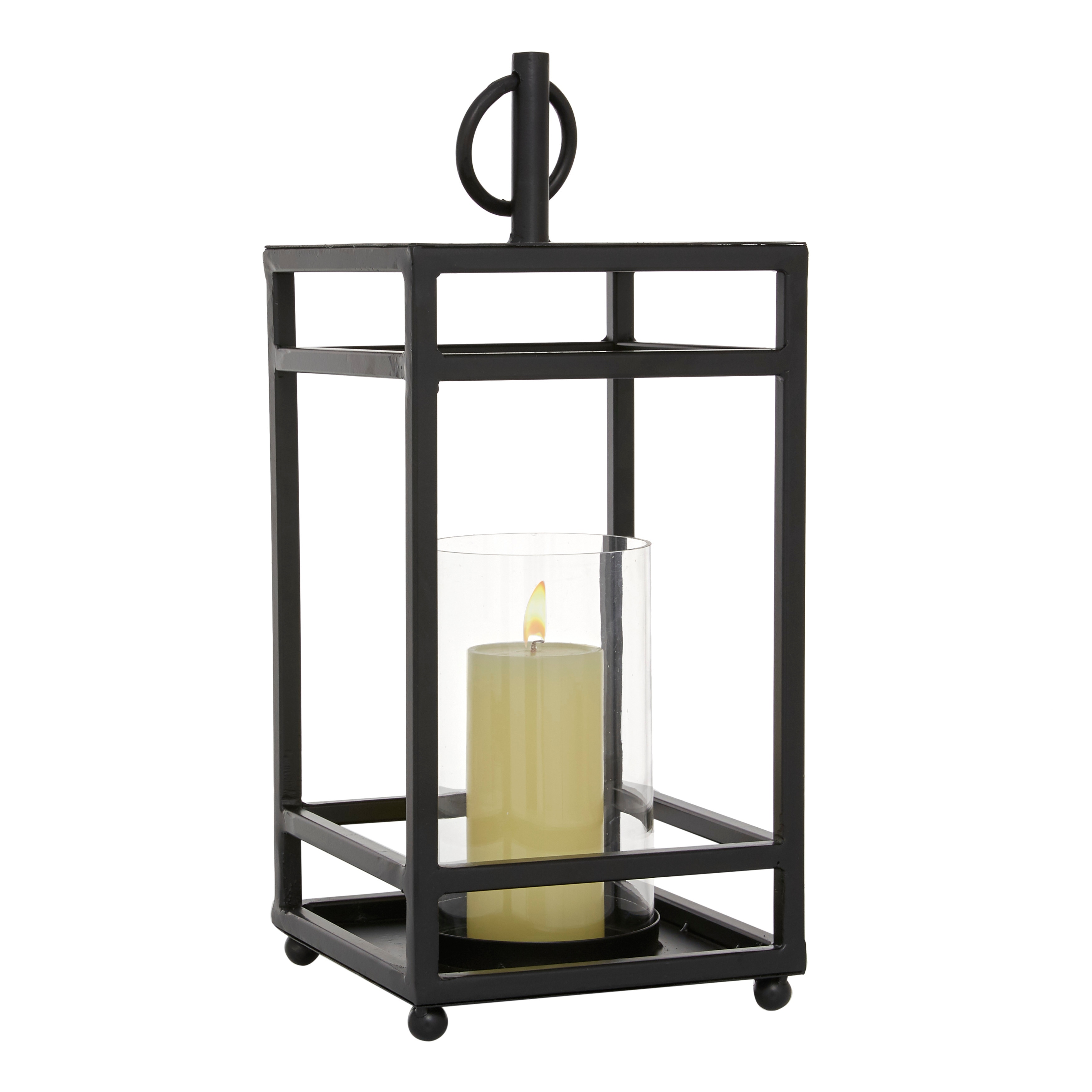 Black Decorative Lanterns with Tempered Glass 18 x 19 x 53 cm Parties,Weddings or Table Decoration Stainless Steel Candle Holders for Indoor Outdoor Events XEMQENER Lantern for Candle