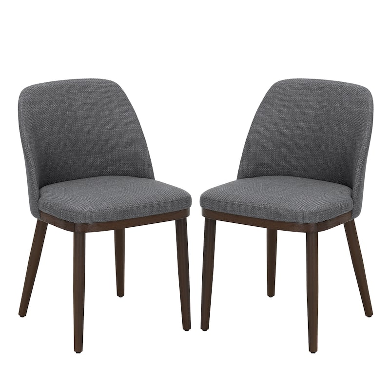 Set of 2 Upholstered Wood Dining Chairs for Dining Room, Restaurant - Light Grey