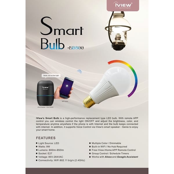 New 900lm Smart WiFi LED Light Multi-color, Dimmable, Hub Required, Free APP Remote Control - Overstock - 21146946