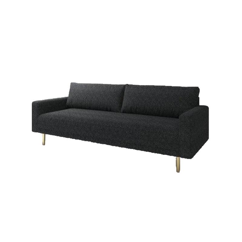 Remy Sofa, Black Boucle, Bench Style Seat with Track Arms, 83 Inch