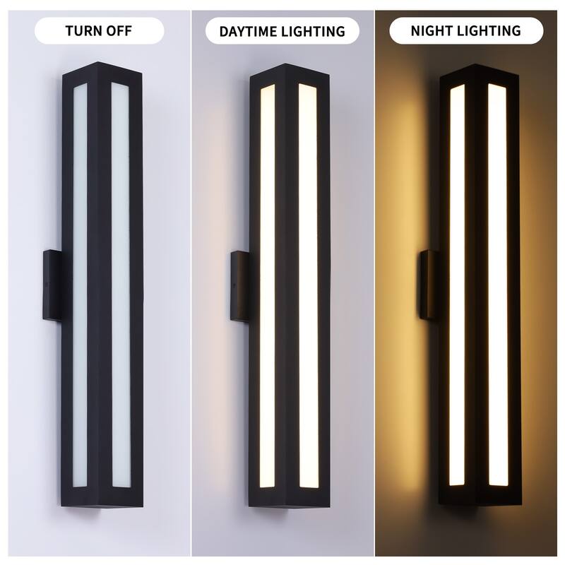 Modern Black Rectangular Linear Outdoor LED Wall Light for Porch - 30"