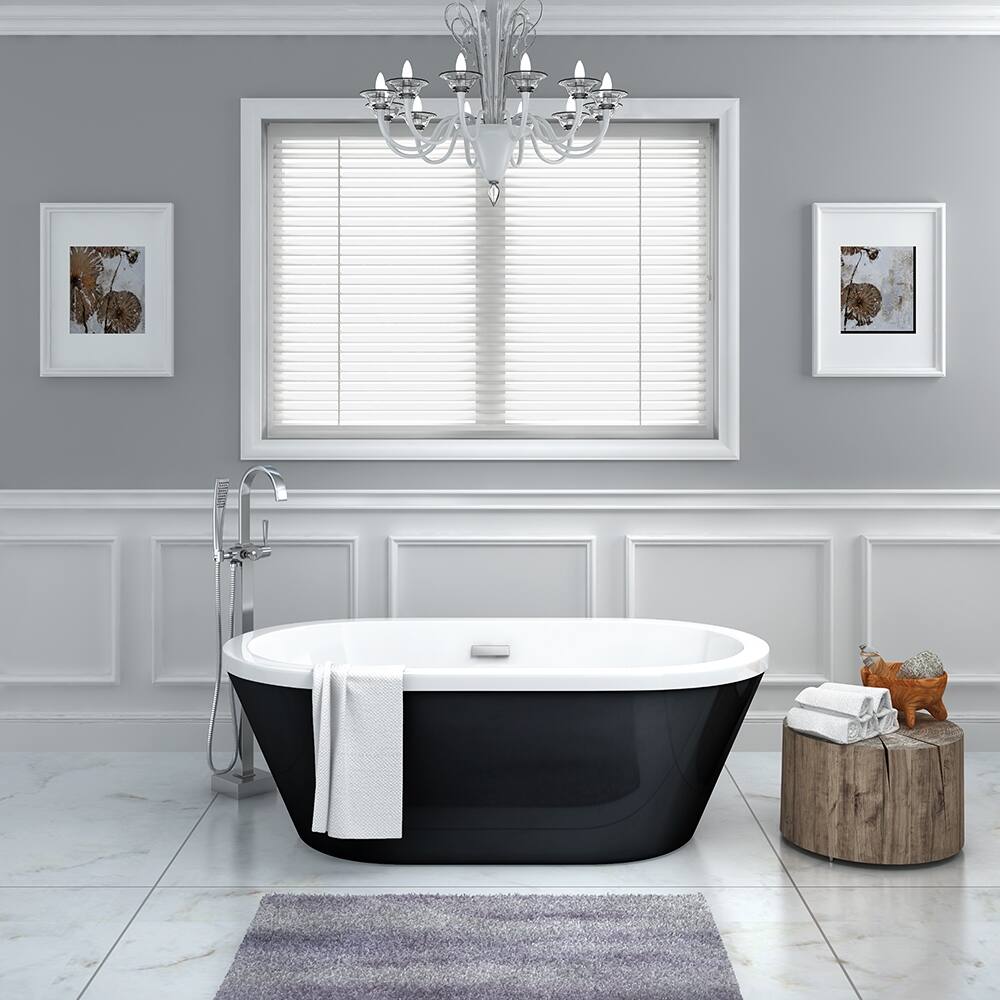 OVE Decors Kaylee 63 in. Black and White Freestanding Bathtub